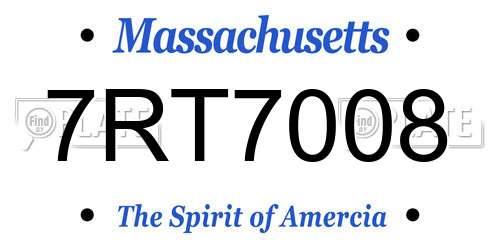 7RT7008 Massachusetts License Plate