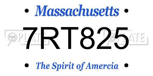 7RT825 Massachusetts License Plate