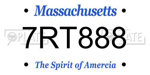 7RT888 Massachusetts License Plate