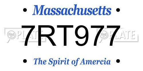 7RT977 Massachusetts License Plate