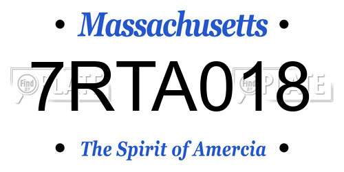 7RTA018 Massachusetts License Plate