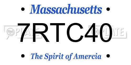 7RTC40 Massachusetts License Plate