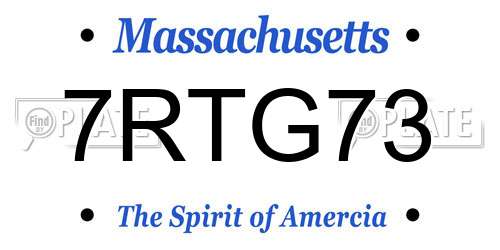 7RTG73 Massachusetts License Plate