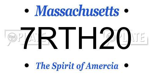7RTH20 Massachusetts License Plate