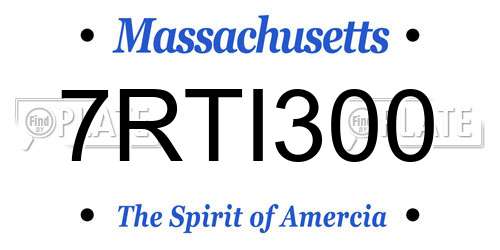 7RTI300 Massachusetts License Plate