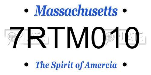 7RTM010 Massachusetts License Plate