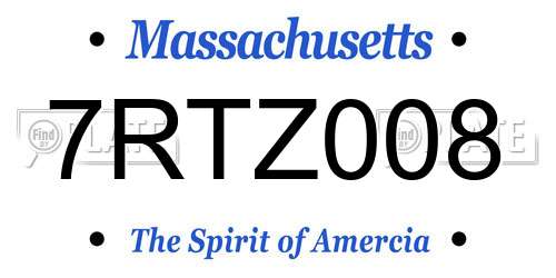 7RTZ008 Massachusetts License Plate
