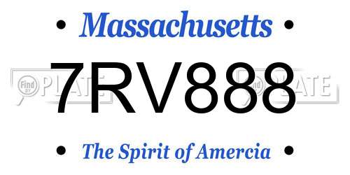 7RV888 Massachusetts License Plate