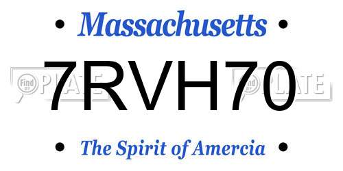 7RVH70 Massachusetts License Plate
