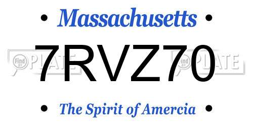 7RVZ70 Massachusetts License Plate