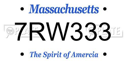 7RW333 Massachusetts License Plate