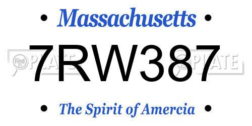 7RW387 Massachusetts License Plate