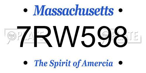 7RW598 Massachusetts License Plate