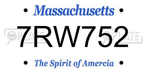7RW752 Massachusetts License Plate