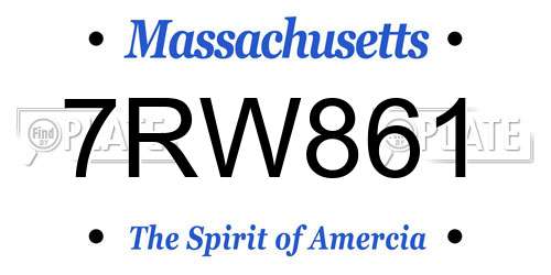 7RW861 Massachusetts License Plate