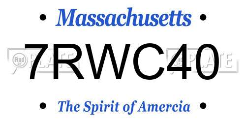 7RWC40 Massachusetts License Plate