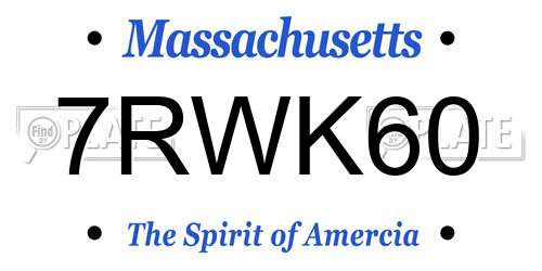 7RWK60 Massachusetts License Plate