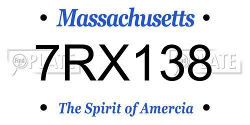 7RX138 Massachusetts License Plate