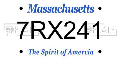 7RX241 Massachusetts License Plate
