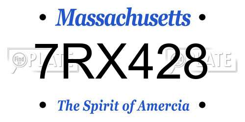 7RX428 Massachusetts License Plate