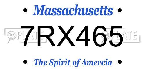 7RX465 Massachusetts License Plate