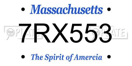 7RX553 Massachusetts License Plate