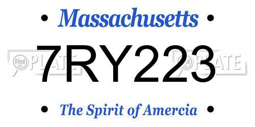 7RY223 Massachusetts License Plate