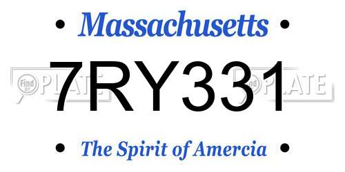 7RY331 Massachusetts License Plate