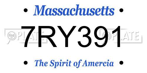 7RY391 Massachusetts License Plate