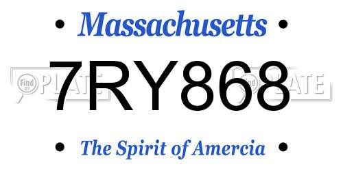 7RY868 Massachusetts License Plate