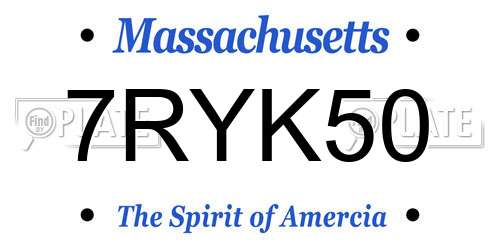 7RYK50 Massachusetts License Plate