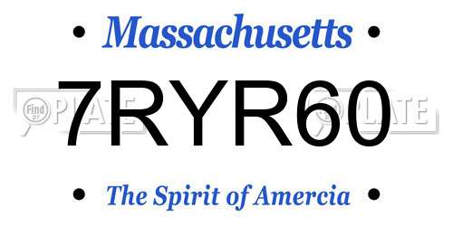 7RYR60 Massachusetts License Plate