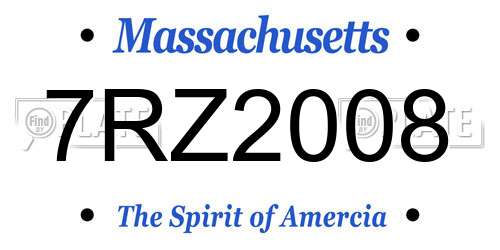 7RZ2008 Massachusetts License Plate