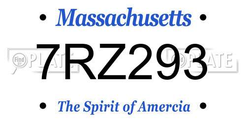 7RZ293 Massachusetts License Plate