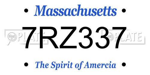 7RZ337 Massachusetts License Plate