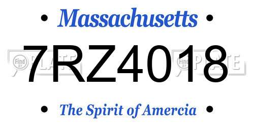 7RZ4018 Massachusetts License Plate