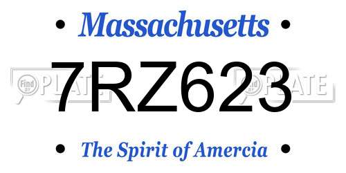 7RZ623 Massachusetts License Plate