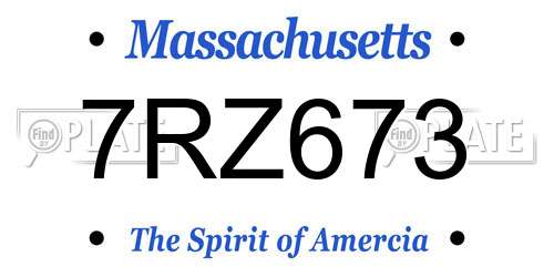 7RZ673 Massachusetts License Plate