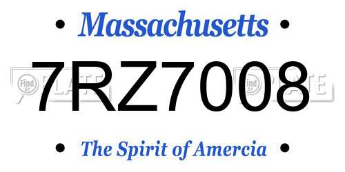 7RZ7008 Massachusetts License Plate