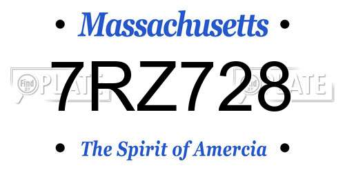 7RZ728 Massachusetts License Plate