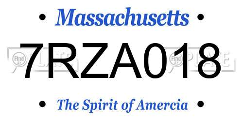 7RZA018 Massachusetts License Plate