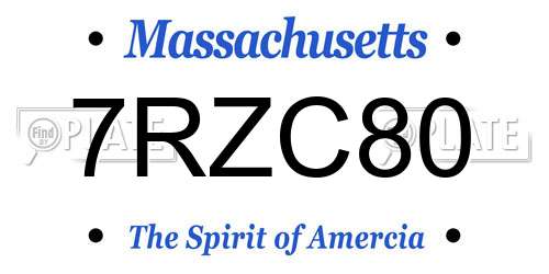 7RZC80 Massachusetts License Plate