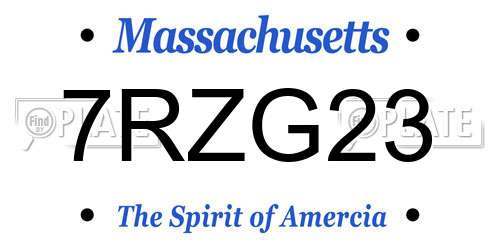 7RZG23 Massachusetts License Plate