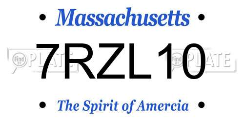 7RZL10 Massachusetts License Plate