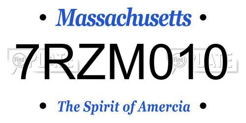 7RZM010 Massachusetts License Plate