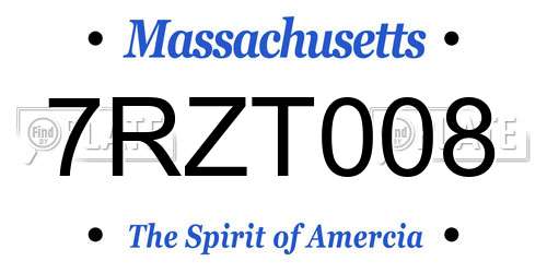 7RZT008 Massachusetts License Plate