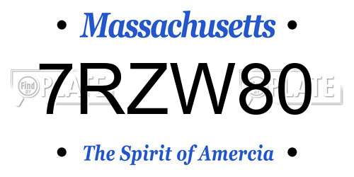 7RZW80 Massachusetts License Plate