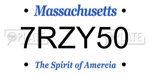7RZY50 Massachusetts License Plate