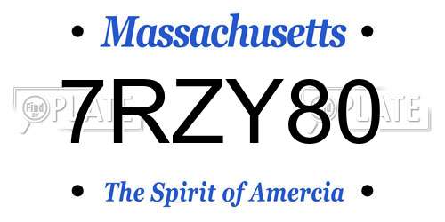 7RZY80 Massachusetts License Plate