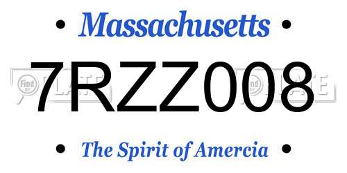 7RZZ008 Massachusetts License Plate